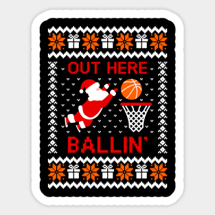 Christmas Basketball White And Orange Sticker